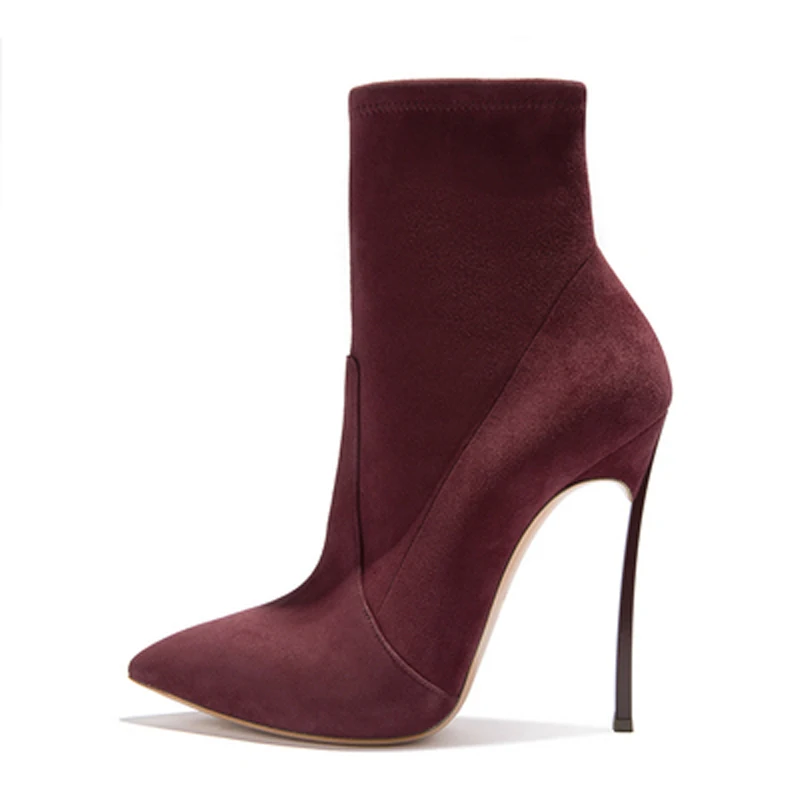 Fourrure 12 Avec Chaussures apricot Cm Sexy gray Mince Wine Troupeau 10 Pour wine Cheville Cm Femme Cm À Talons Hauts Cm black Hiver Red Cm 12 Femmes Cm 2018 Mode black 10cm 12cm Bottes gray N08OkXPnwZ