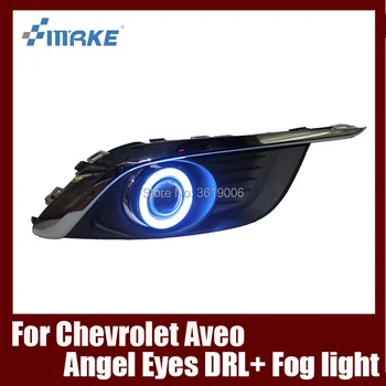 

Fog Lamp Assembly LED Day Light COB Angel Eyes Foglight Daytime Running Light Lens Bumper Complete Set For Chevrolet Aveo 2014