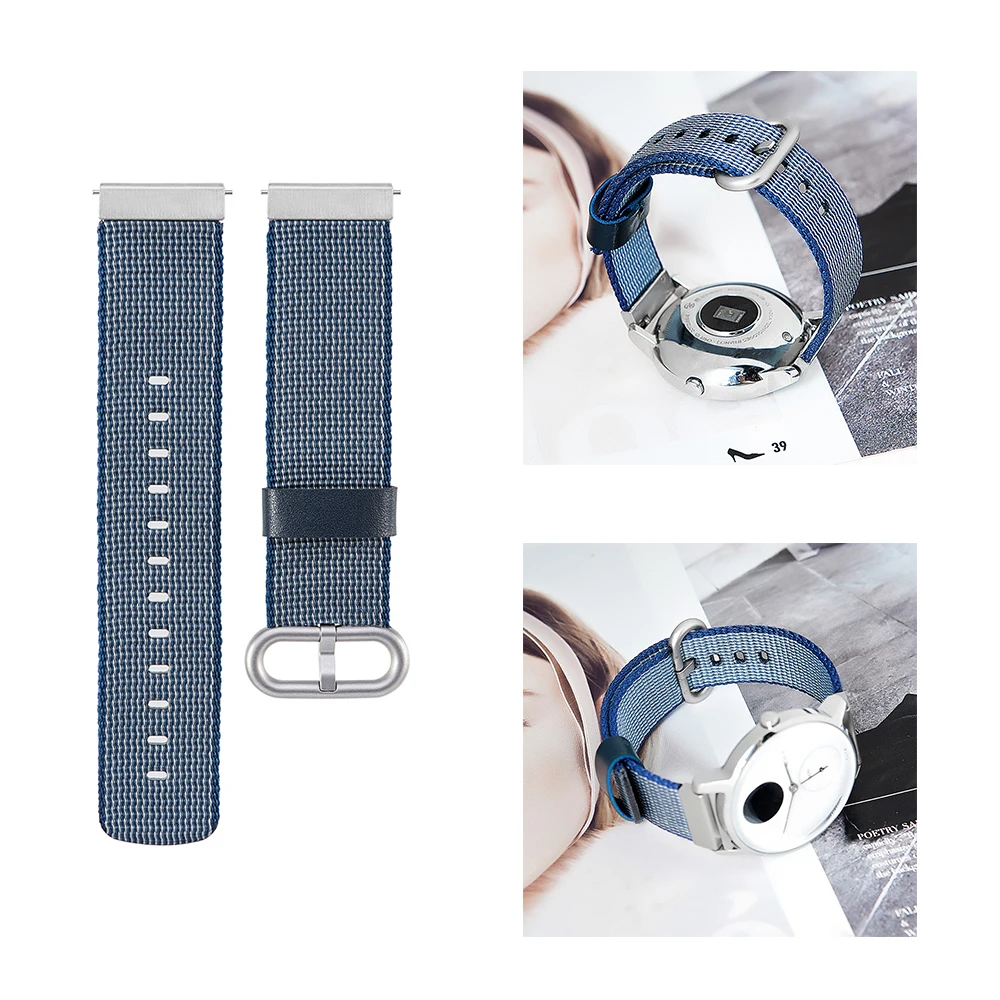 

Woven Nylon Watchband Wrist Strap For Huawei Smart Bracelet S1/B5/fit/watch NOKIA STEEL Replacement 18mm Colored