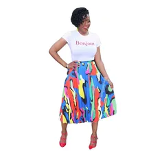 Весна красочные печатные Плиссированные Длинные Юбка Для женщин Винтаж повязка с высокой талией макси пляжная юбка в стиле бохо праздник плюс Размеры Вечерние