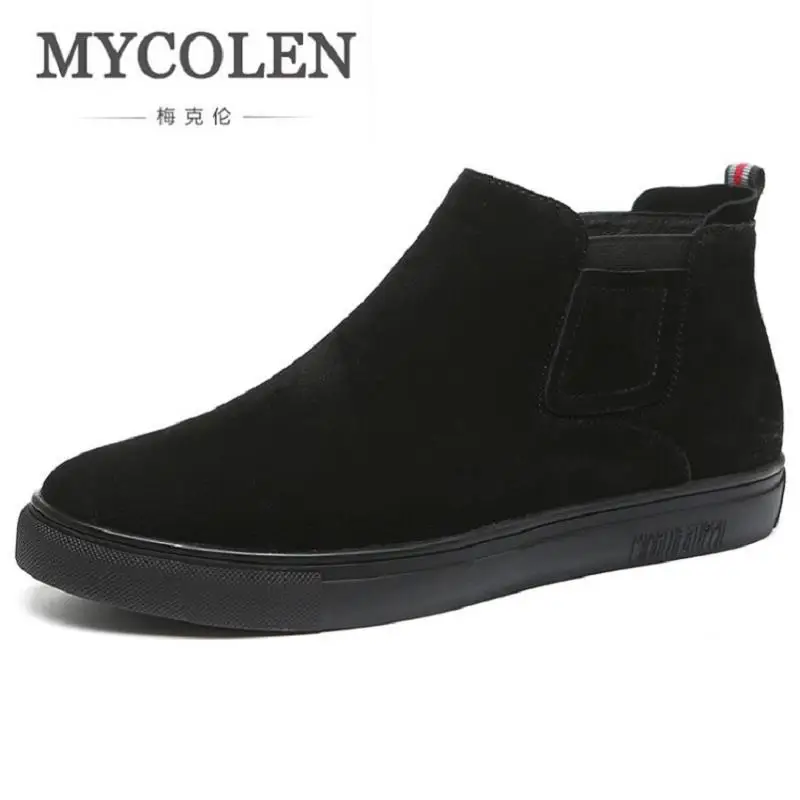 

MYCOLEN New Designer Handmade Men Genuine Leather Autumn Boots High Quality Winter Men Boots Black Zipper Ankle Boots For Men