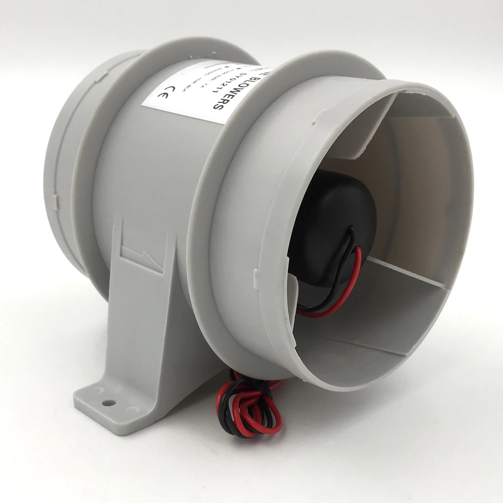 12V 40A ABS Quiet Blower Water Resistant 4 inch Diameter High Air Flow In-Line Blower Marine Bilge Boat Blower Motor
