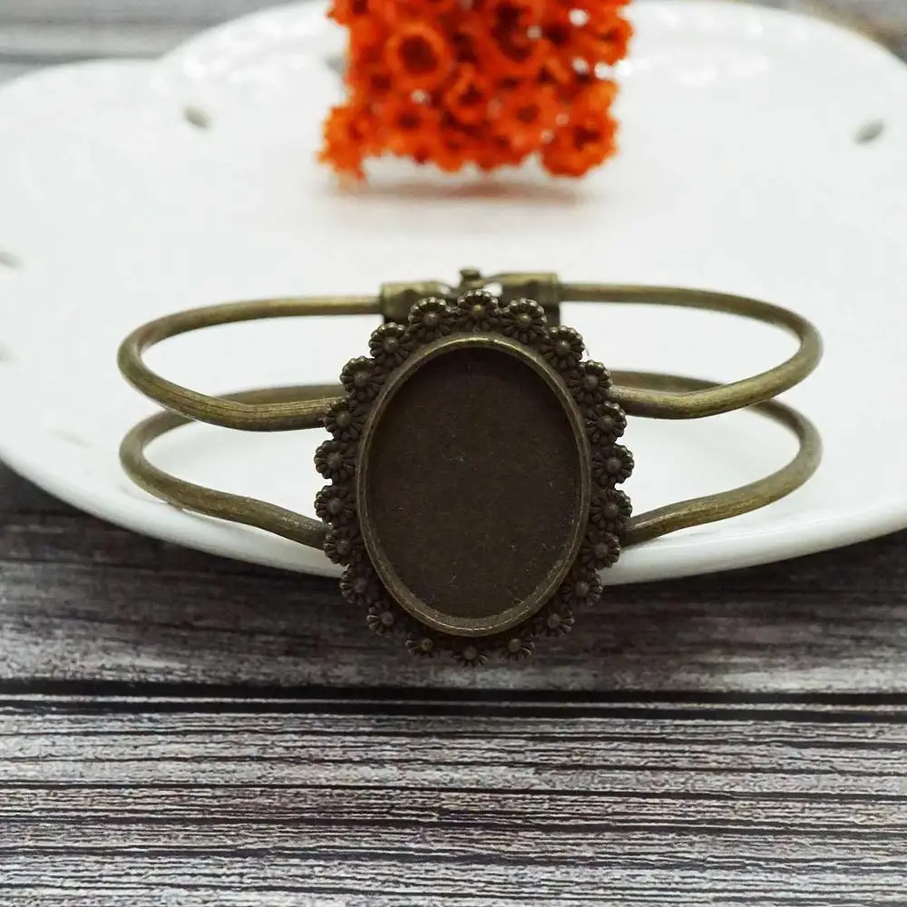 

1pcs inner size 18x25 Bronze Bracelet Findings Tray Base Setting for making DIY jewelry findings hand made Cabochon Cameo supply