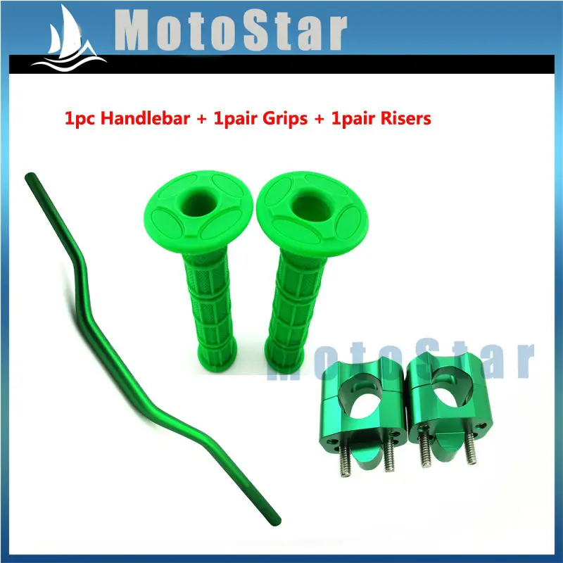 Green Handlebar Throttle Handle Grips Risers Tapers Clamp For ATV Quad
