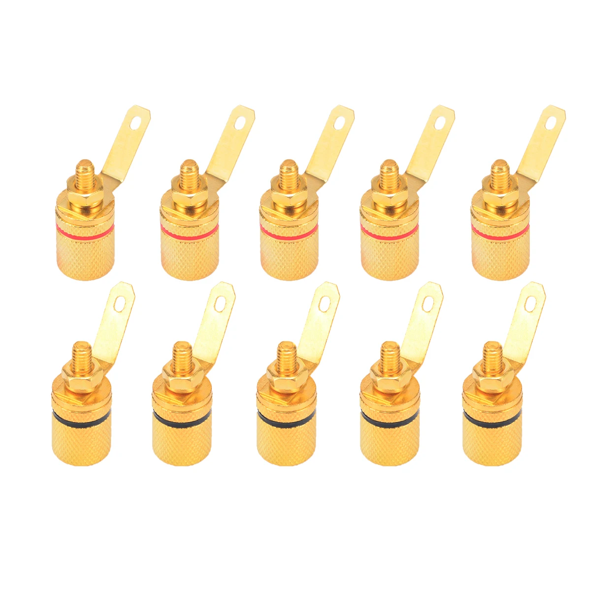 New 10pcs Gold Plated Binding Post Amplifier Speaker Cable Audio Connector Terminal 25*11mm For 4mm Diameter Banana Plugs