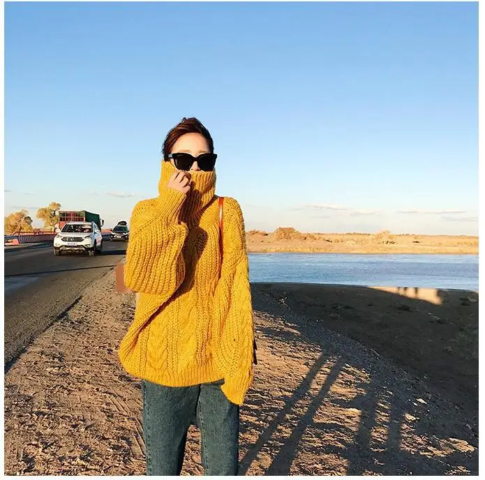 Baratos H. SA 2018 nuevo suéter y jerseys de invierno de cuello alto para mujer jersey de Cachemira de otoño para mujer