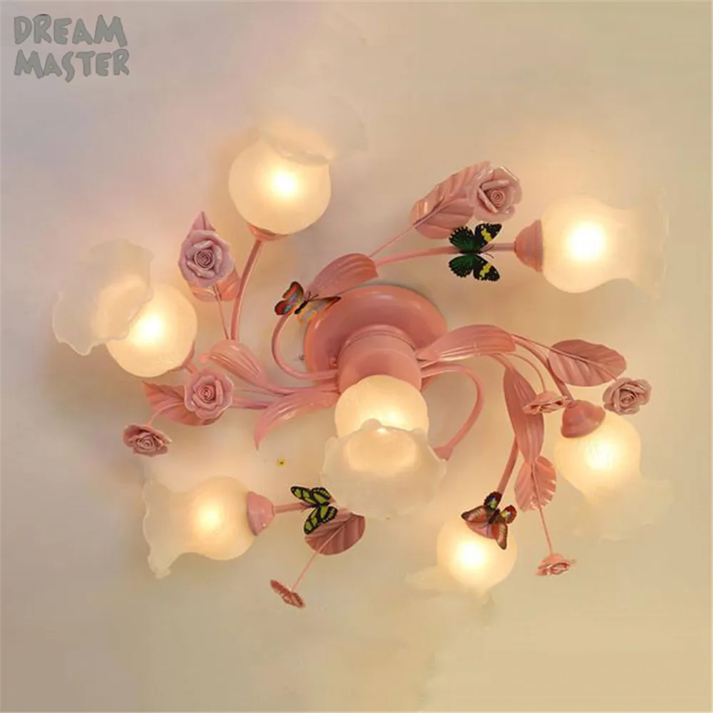 

Industrial pink + white glass shade decor ceiling light for restaurant store, garden design ceiling lamp for bedroom living room