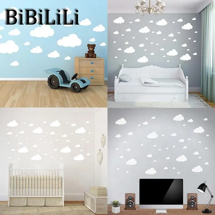 

Hot Cartoon Clouds Wall Stickers 3 Different Sizes Nursery Vinyl Sticker Bedroom Decor Wall Stickers For Kids Room