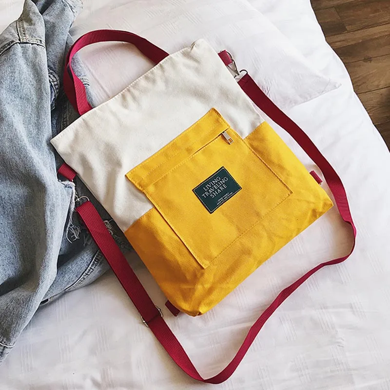 

New Pachwork Canvas Shoulder Bags Environmental Shopping Bag Women Cotton Canvas Fabric Eco Tote Bag Bolso Mujer