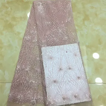 

African Lace Fabric 2019 High Quality Lace French Net Embroidery lace Stones Tulle Lace Fabrics For Nigerian Party Dress x83-8