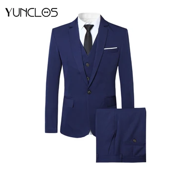 

YUNCLOS EU Size One Button Wedding Men Suits 3 PCS Retro Classic Men's Tuxedos Groom Wedding Dress Formal Male Suit with Pant