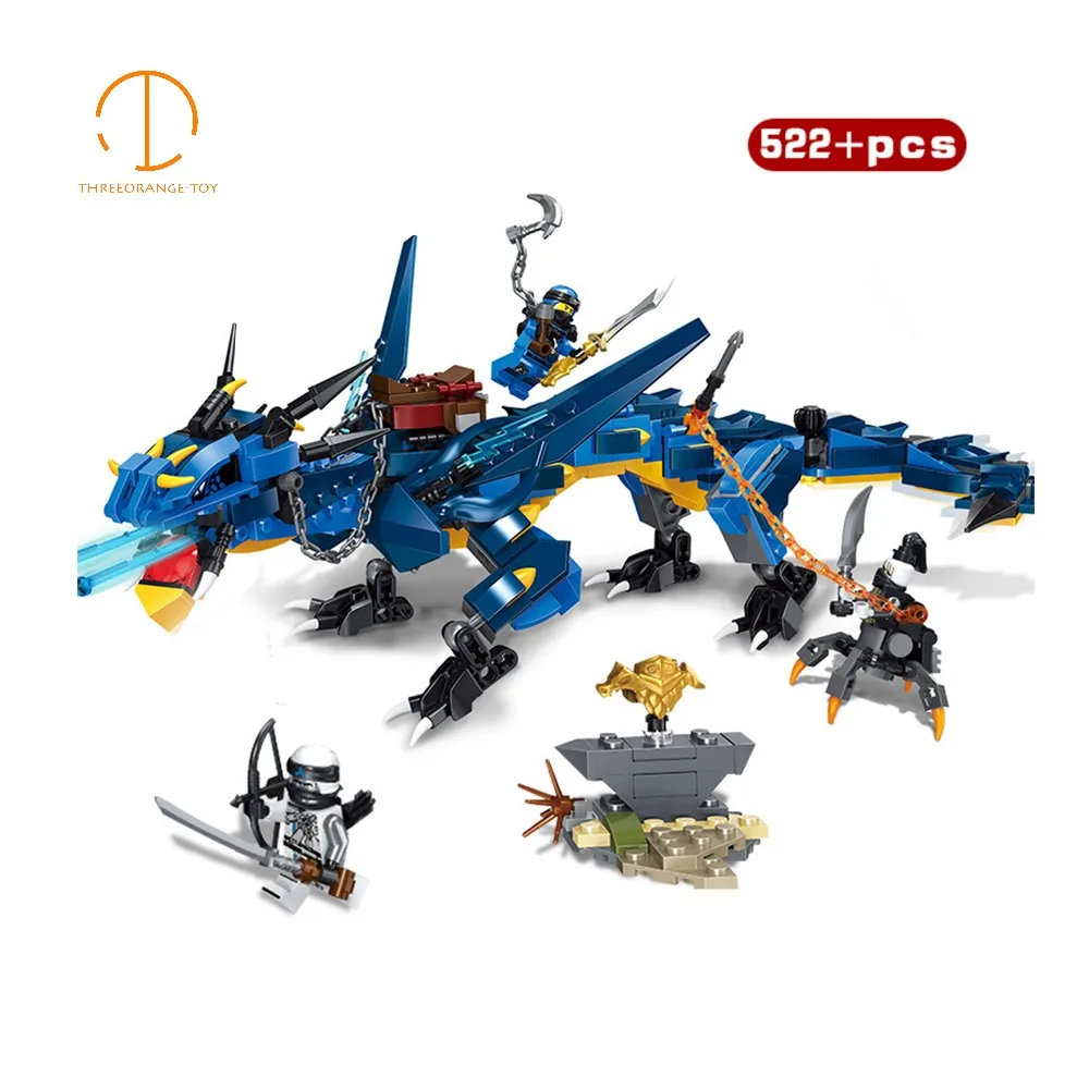 

Ninjagoed legoing dragon 522pcs Blue Flying Mecha Small building blocks compatible with legoed ninjagoe DRAGON Children Toys