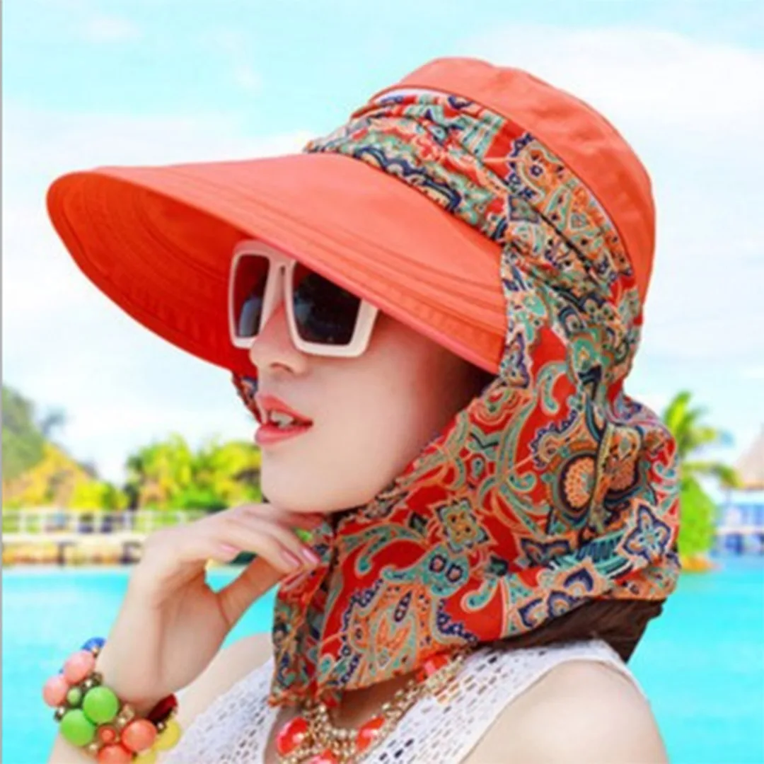 Women Protective Hat Outdoor Sun Cap Neck Face Wide Brim Visor Summer Anti-UV