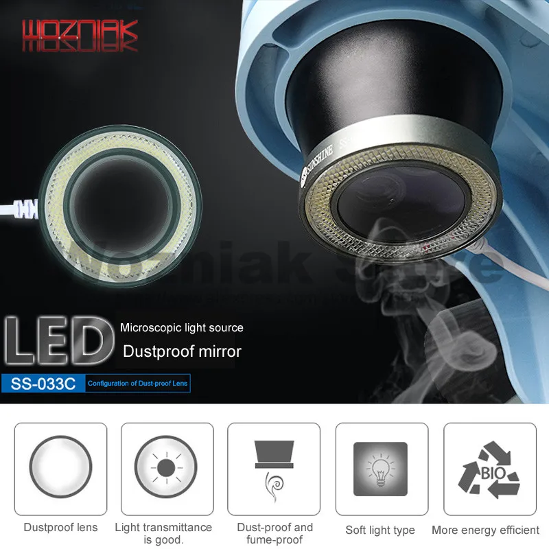 WOZNIAK SS 033C Microscope Dust Shield Dust Proof Mirror 36LED White WOZNIAK SS 033C Microscope Dust Shield Dust Proof Mirror 36LED White