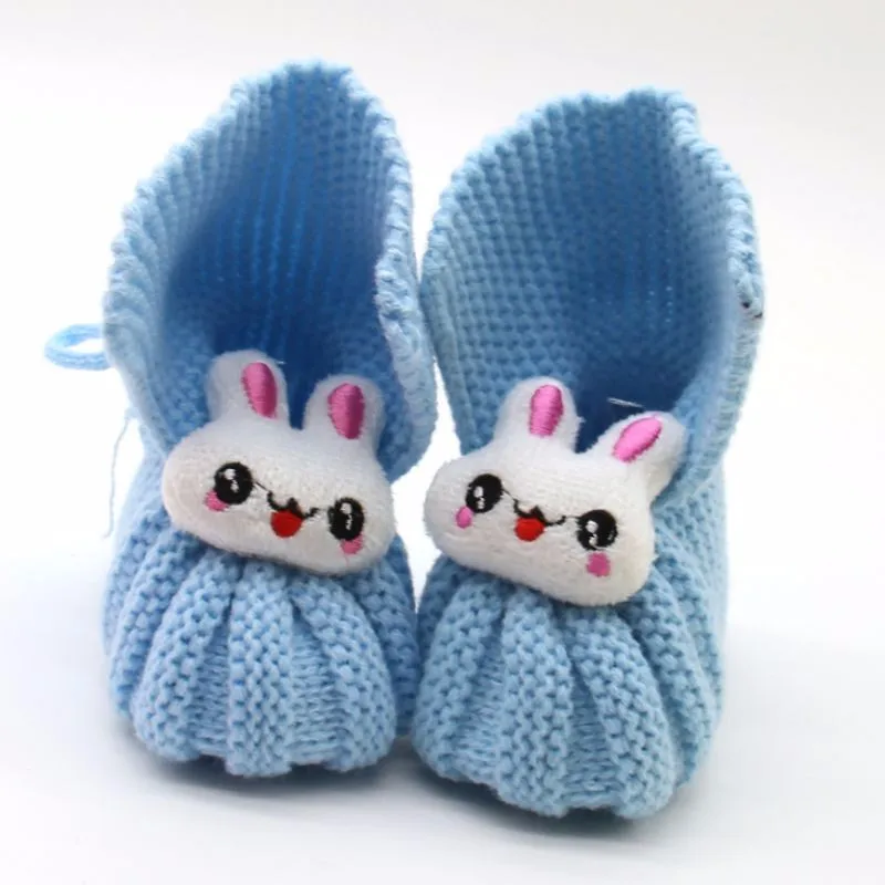 Детская обувь с милым кроликом; теплая шерстяная обувь для малышей с принтом смайлика; удобная зимняя обувь для малышей
