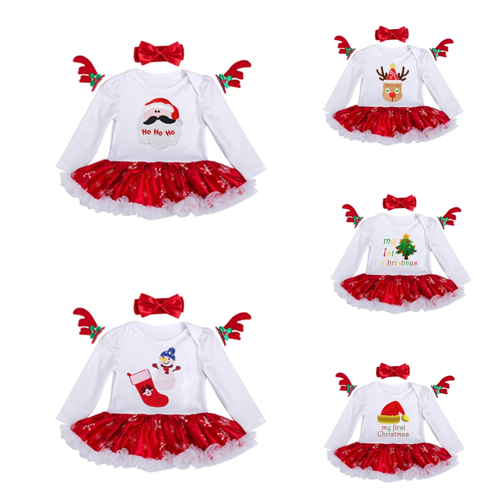 Aini Babe Infant Baby Clothing 2pcs Baby Christmas Girl Clothes Kids Winter Outfits Toddlers Baby Suits Newborn Baby tutu Dress