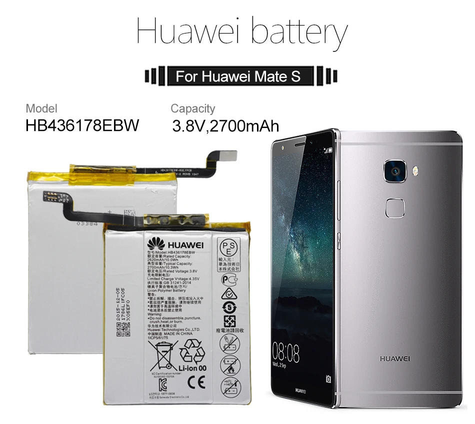 Hua Wei аккумулятор для телефона HB436178EBW для huawei mate S CRR-CL00 UL00 2700 мАч сменные батареи Бесплатные инструменты