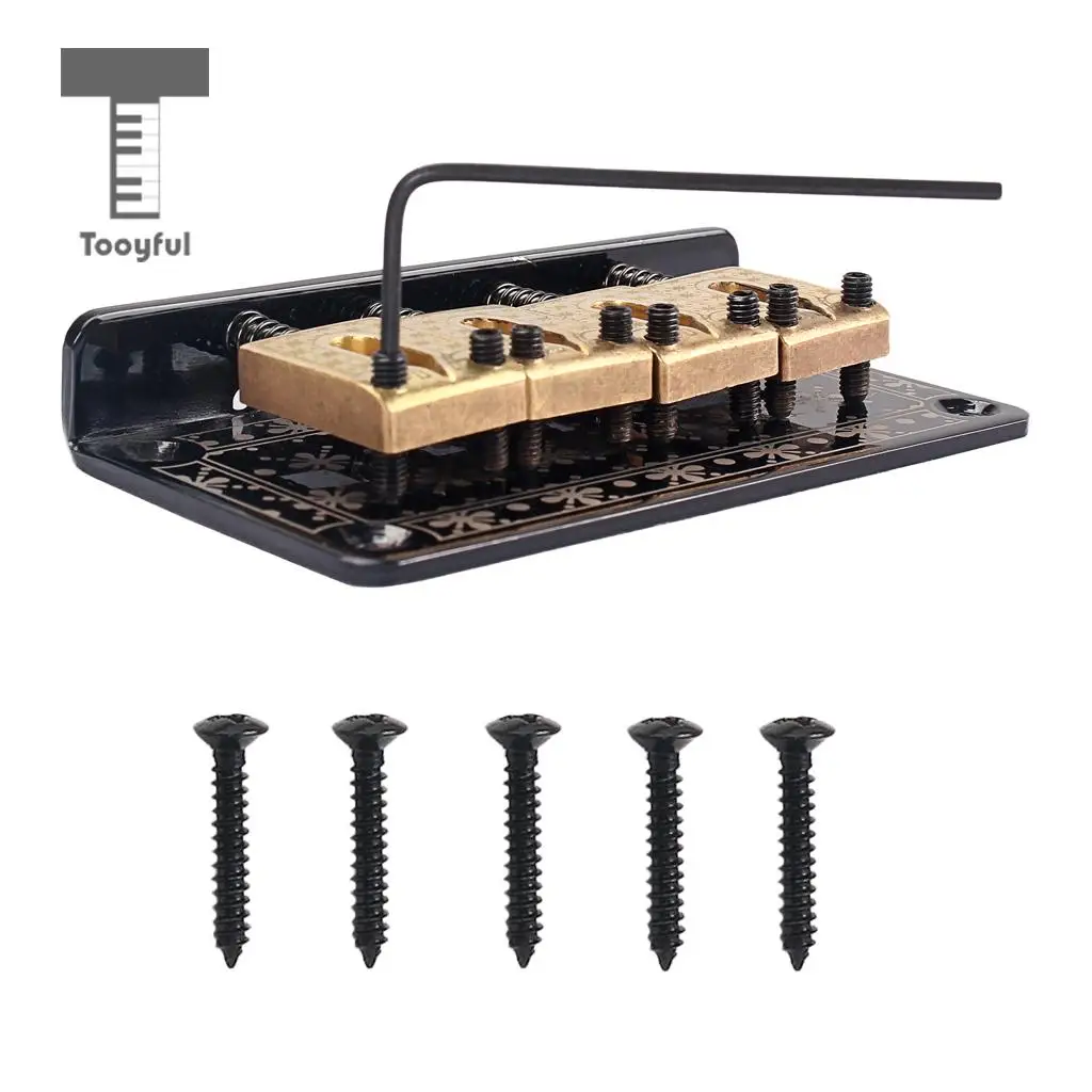 Tooyful Exquisite 1 Set 4 String Guitar Saddle Bridge Hardtail for Cigar Box Guitar ReplacementParts Black