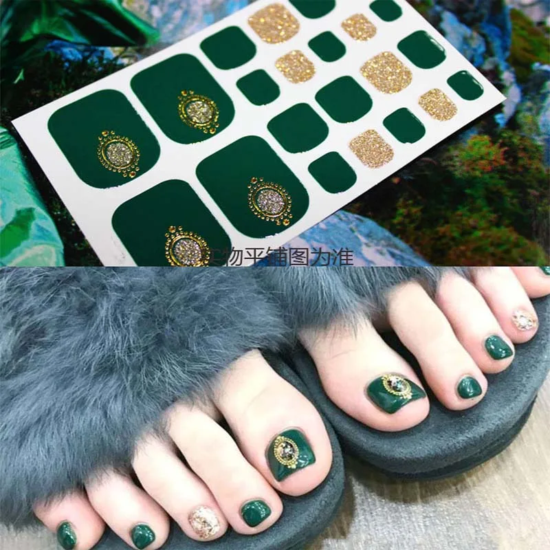 

Toe Nail Sticker Glitter Fresh Style Full Cover Toe Nail Art Supplies Foot Decal Glitter for Women Ladies Girls D17