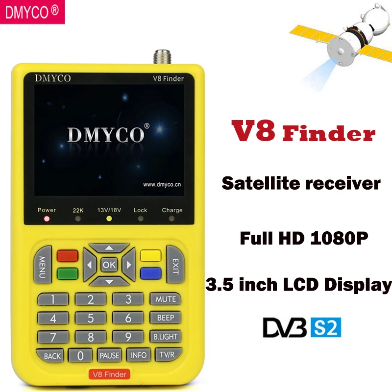 

DMYCO v8 satellite finder DVB-S2 full HD 1080p with 3.5 inch LCD Screen Display digital satfinder MPEG-2 MPEG-4 Satellite meter