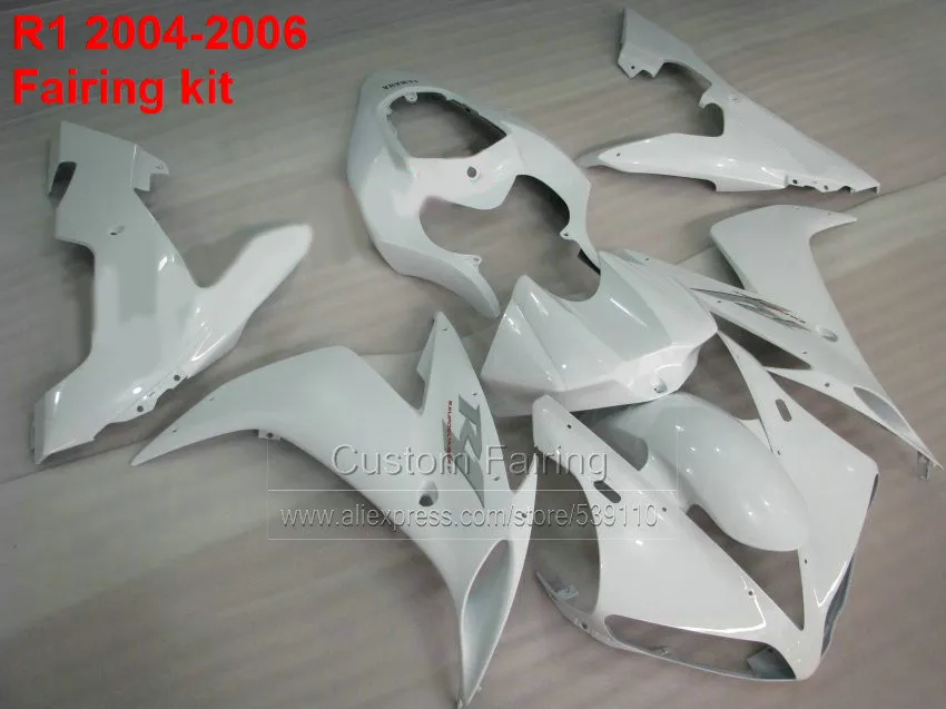 Глянцевый инъекции Обтекатели для Yamaha YZF R1 2004 2005-2006 гг. 04 05 06(чистый белый) обтекатель комплект SZ73