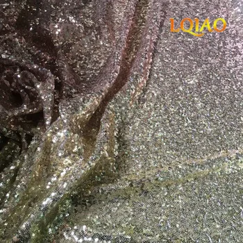 

Gradient Color Champagne Gold-Light Gold Sequin Fabric Stretch Spandex Embroidery Mesh African Lace Sequin Fabric for Dresses