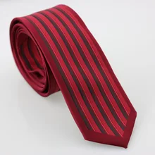 Yibei Coachella галстук тонкий Тощий Узкие Галстуки бордовый границы красные, черные в Вертикальную Полоску Gravatas masculinas повседневные платья галстук