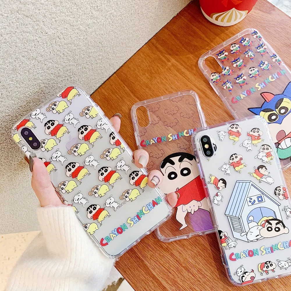 

Cartoon Crayon Shinchan Phone Case For iPhone 6 6S 7 8 Plus X Case Silicone Soft TPU Back Cover Airbag Case For iPhone XR XS MAX