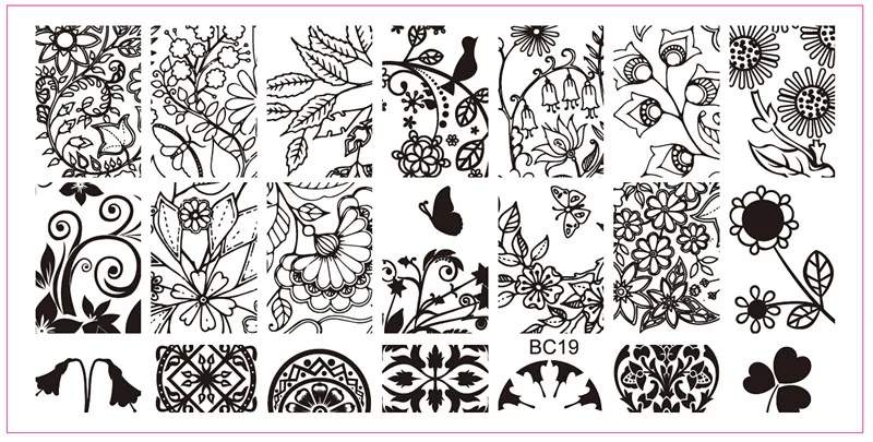 Кружева цветы дизайн ногтей штамповки пластины рисунок для нейл-арта штамповки пластины Маникюр Шаблон для оформления ногтей инструмент BC 11~ 20 - Цвет: BC19