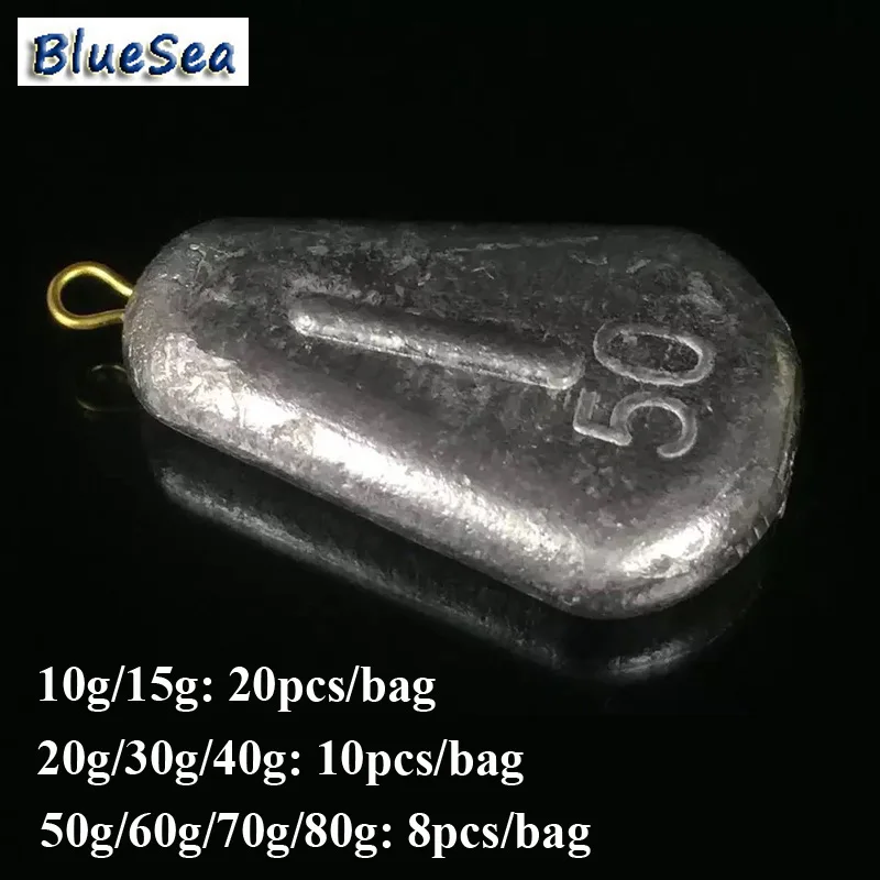 Большие плоские тяжелые грузила BlueSea для рыбалки свинцовые в виде капель воды