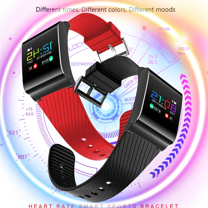 BANGWEI2018 New Smart Electronic Watch LED Color Screen Heart Rate Activity Fitness Tracker IP67 Anti-Watercolor Sport Watch