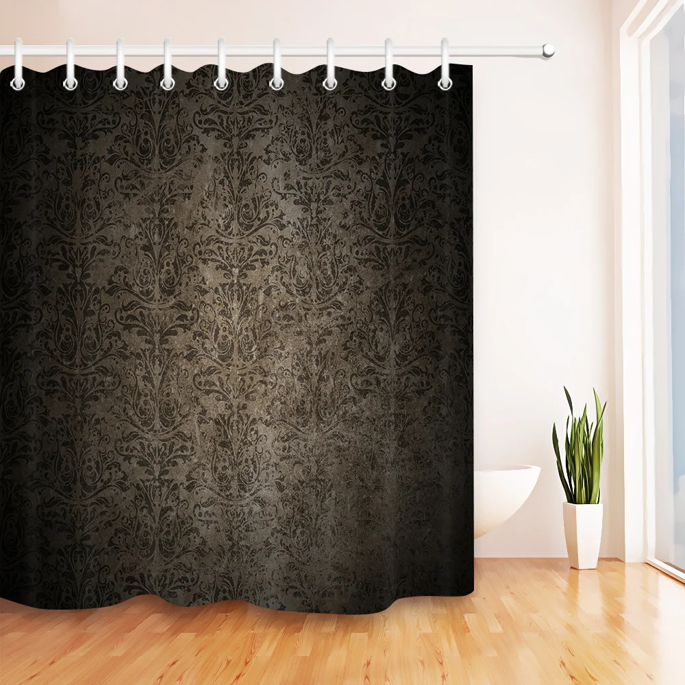 Waterproof Fabric Retro Brown Damask Pattern Shower Curtain Liner Bathroom Mat Waterproof Fabric Retro Brown Damask Pattern Shower Curtain Liner Bathroom Mat