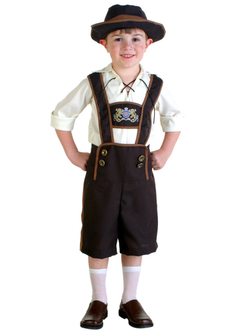 Немецкая рубашка для мальчиков на Октоберфест Костюм Lederhosen детская Праздничная