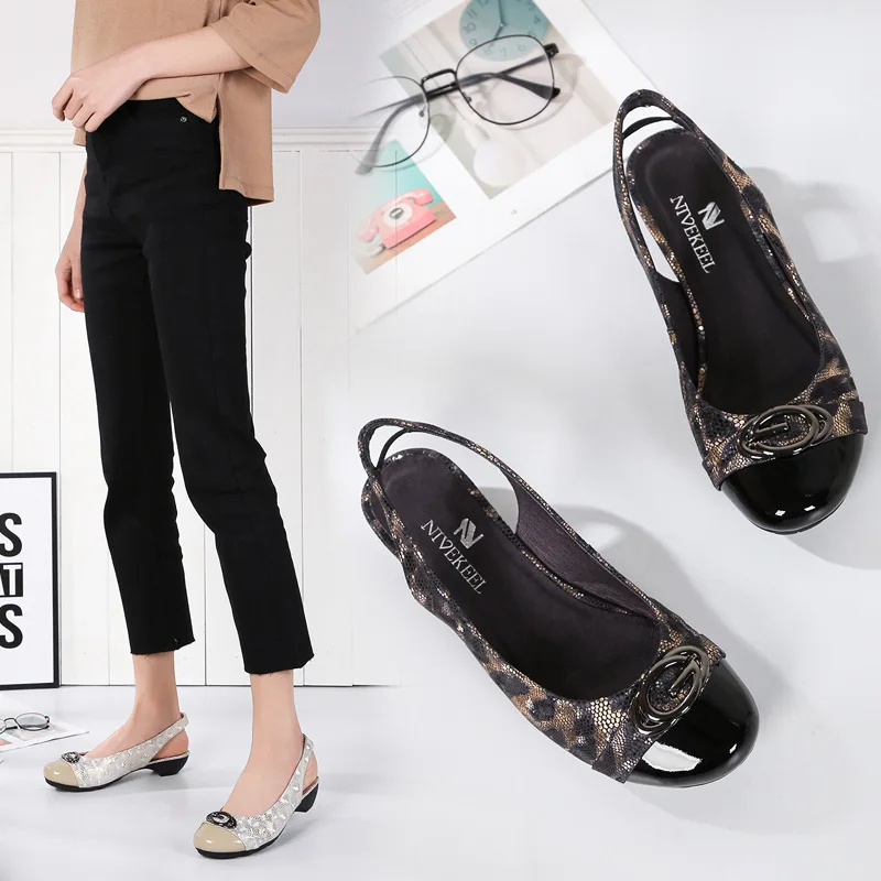En fsj03 De Décontracté Floral Porc Carrière Peau Sur Fsj Appartements Vache Cuir Fsj01 Femme Robe Coudre Base Bureau Glissement À Mariage D'été Chaussures Mode fsj02 Véritable EqFXS