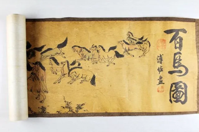 

China Antique collection the hundred Horse Diagram