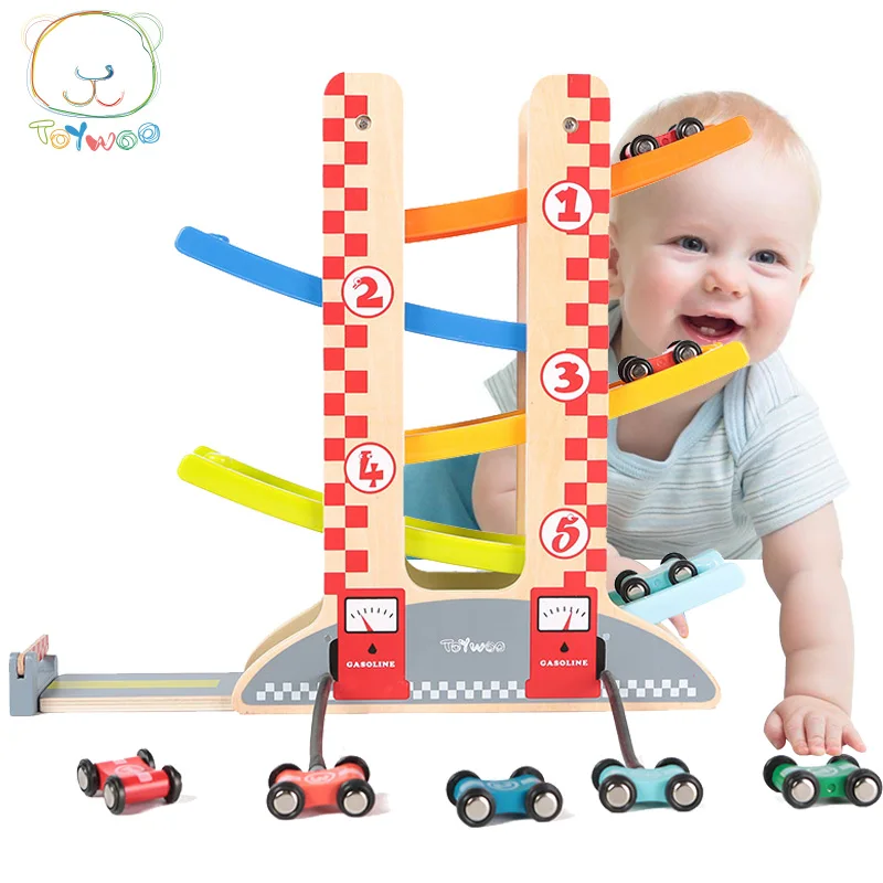 [Toy Woo] Children Toy Baby Wooden Educational Toy Car Model Car Early Education Puzzle Orbiting Glider Toys for Children