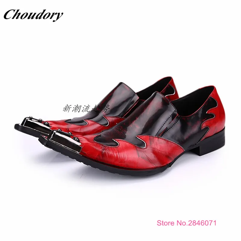 Fashion Italian Designer Iron Head Formal Mens Dress Shoes Genuine Leather Black Luxury Wedding Shoes Men Flats Office For Male