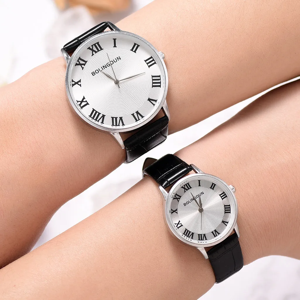 Для мужчин и для женщин наручные часы в римском стиле весы Новый Дикий с кожаным ремешком Кварцевые любителей часы Пары часы человек и дамы