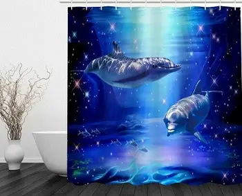 

Dolphins Swimming in the Ocean Water Shower Curtain Bathroom Decor