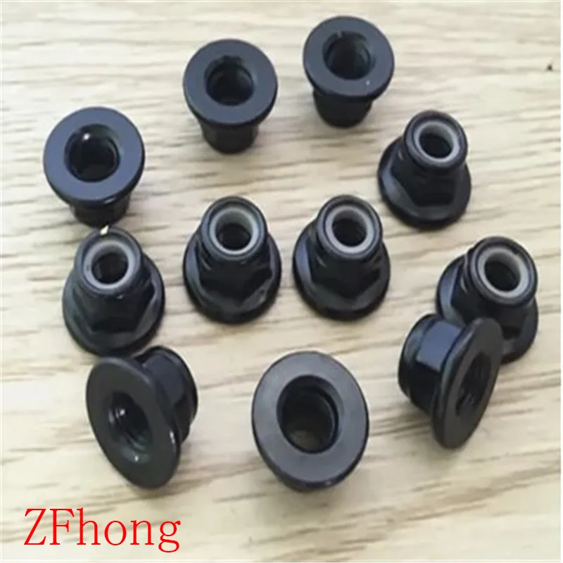 M5 M6 M8 nylon hex flange nut full thread black rubber smooth female screw 30pcs