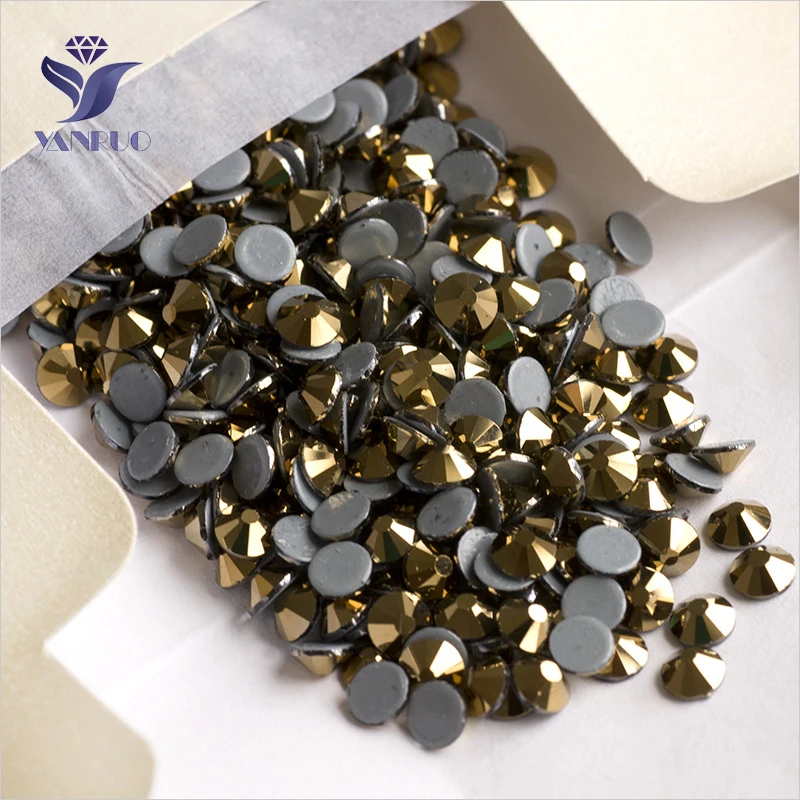

YANRUO 2058HF SS16 Aurum 1440Pcs Glass Stones Strass Applique Hot Fix Rhinestone Flatback Iron On Crystal