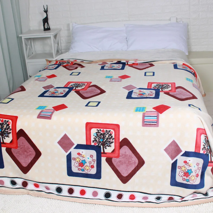 Winter Thick Big Size Flannel Bed Blankets Colorful Plaid Fuzzy Plush
