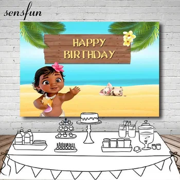 

Sensfun Moana Tropical Backdrop For Kids Sea Beach Summer Happy 1st Birthday Party Baby Shower Backgrounds For Photo Studio