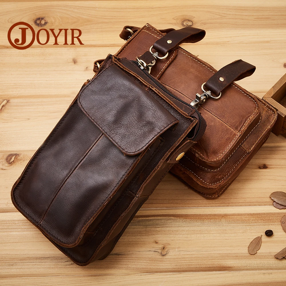 

JOYIR Genuine Leather Men Waist Packs Vinatge Waist Bag Men Money Belt Bag Waist Pouch Bum Bag Fanny Pack for Man Male 2019 6345