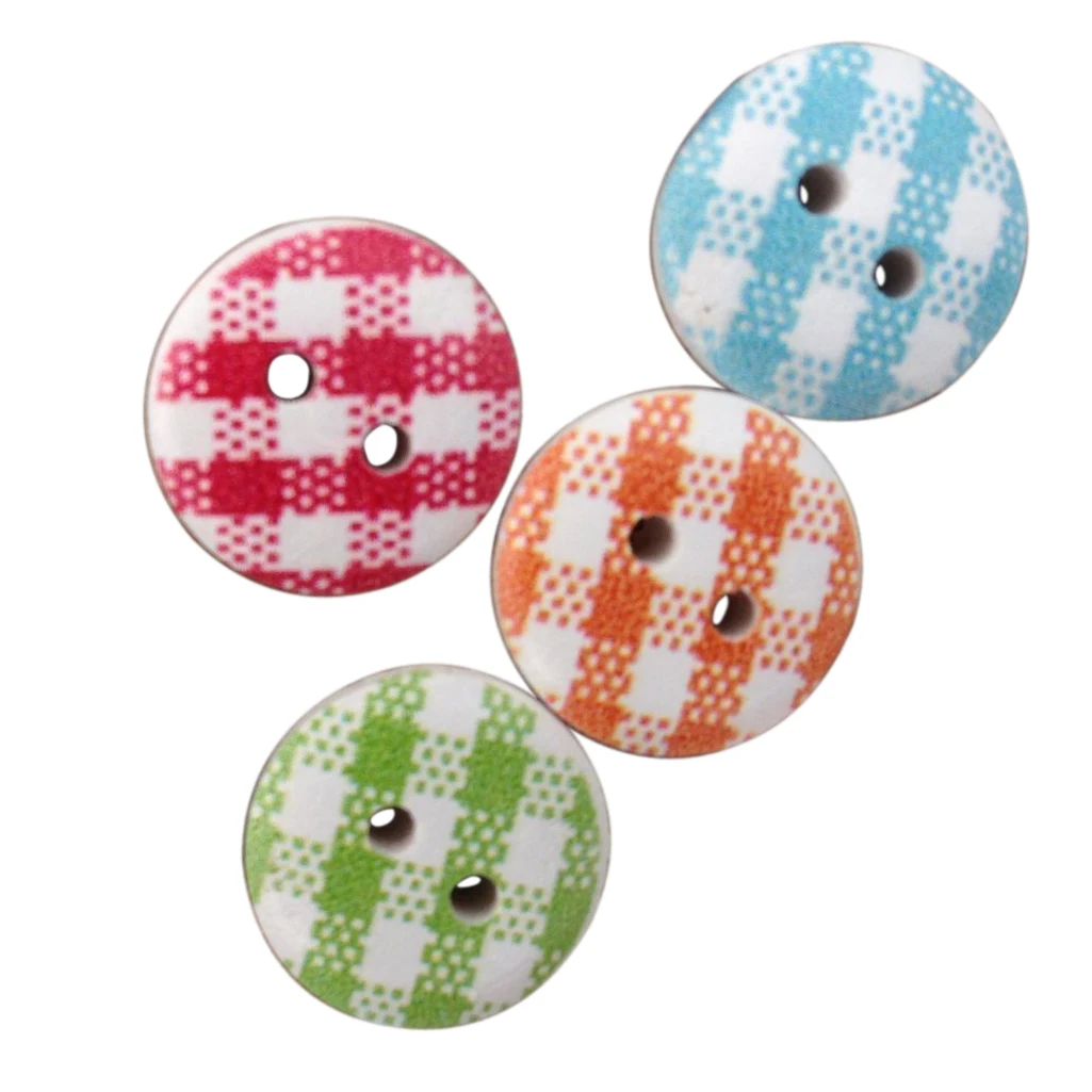 

Gingham Painted Wooden Buttons In Mixed Colours Perfect