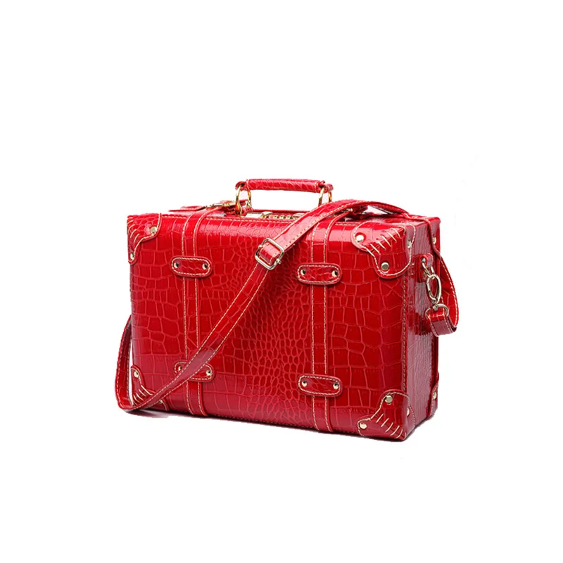 LeTrend Ретро багаж на колёсиках женская сумка для путешествий с паролем красная Свадебная тележка чемодан на колесиках винтажная кабина косметичка - Цвет: 15 inch