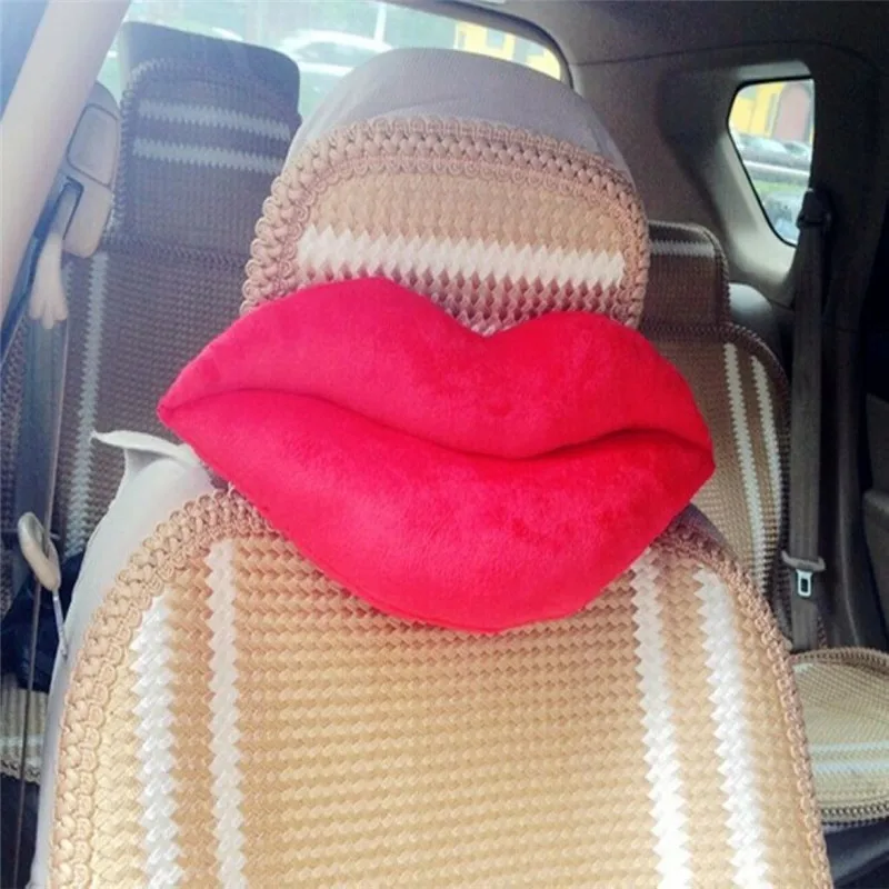 Short Plush LipShape Car Seat Neck Cushion Headrest Pillow  Creative Gift (1)
