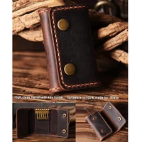 FANCODI Handmade Vintage Genuine Leather Key Holder Men keyChain Cover Leather Key Wallet Men key case bag Women Key Organizer