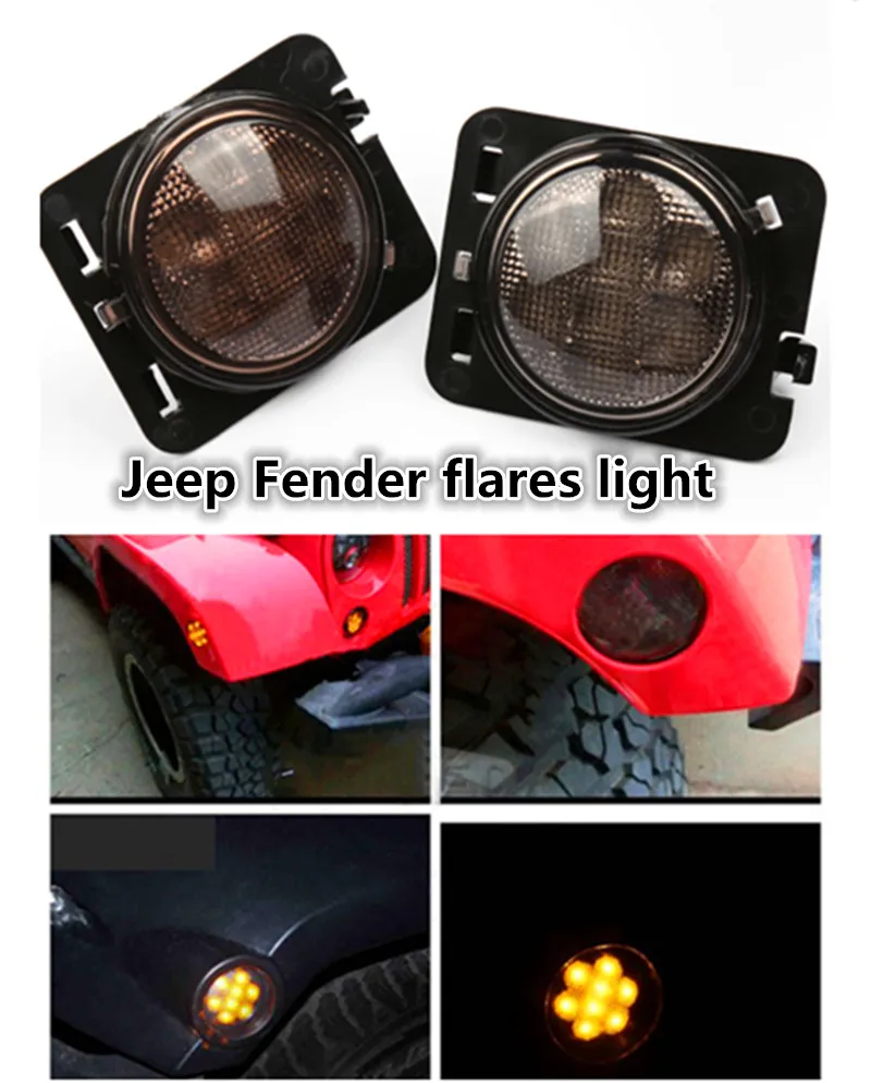 2Pieces LED Front Fender Flares Turn Signal Light LED Side Marker Lamp
