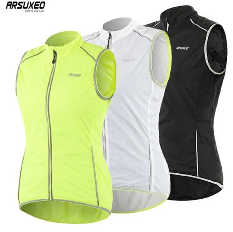 

ARSUXEO Women's Cycling Vest Outdoor Sportswear Sleeveless Jacket Windproof Bike Bicycle Jersey Running Hiking Reflective